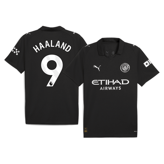 Manchester City Tröja HAALAND #9 2025/26 Borta Svart