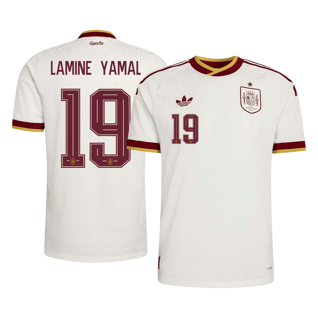 Spanien Tröja LAMINE YAMAL #19 2026 Borta Autentisk Vit