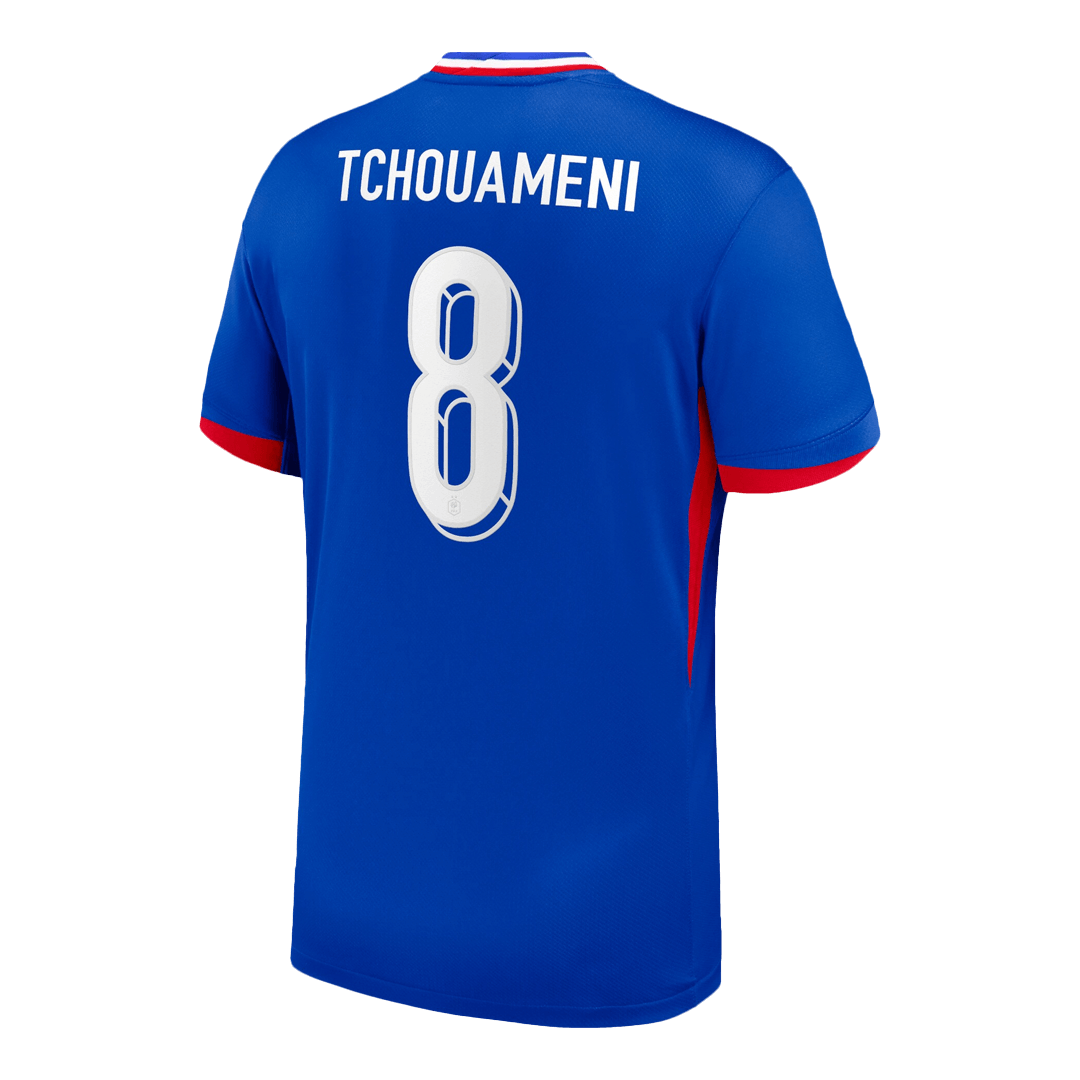 Frankrike Tröja TCHOUAMENI #8 Euro 2024 Hemma Blå