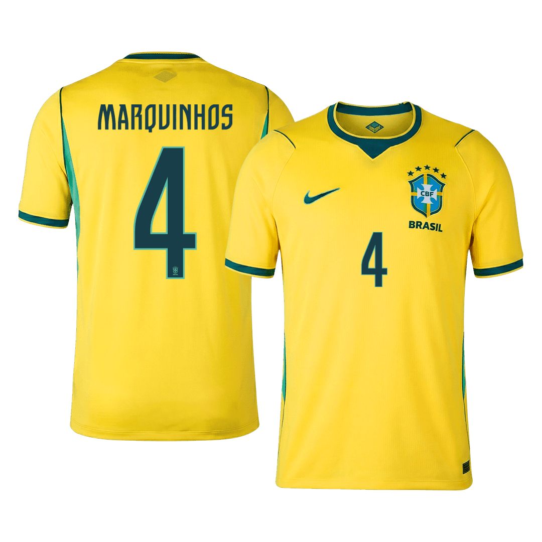 Brasilien Tröja MARQUINHOS #4 2026 Hemma Gul