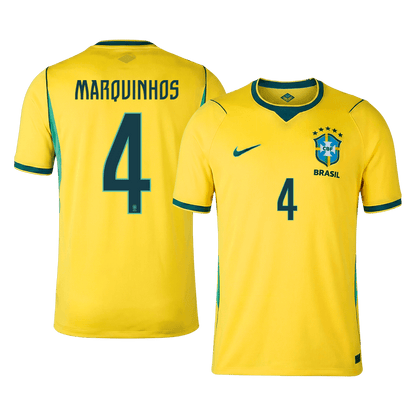 Brasilien Tröja MARQUINHOS #4 2026 Hemma Gul