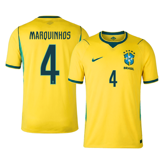 Brasilien Tröja MARQUINHOS #4 2026 Hemma Gul