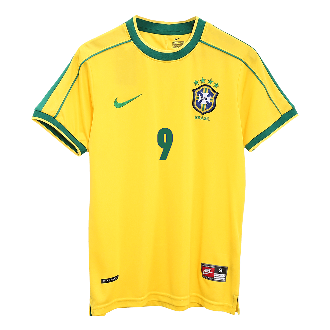 RONALDO #9 Brasilien Hemmatröja 1998 Retro Tröja
 Gul-8