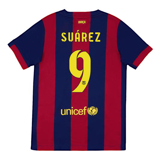 SUÁREZ #9 Barcelona Hemmatröja 2014/15 Retro Tröja
 Röd & Blå