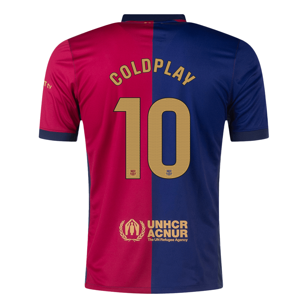 Barcelona Tröja COLDPLAY #10 2024/25 Hemma Röd & Blå