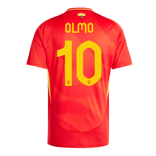 Spanien Tröja OLMO #10 Euro 2024 Hemma Röd-1
