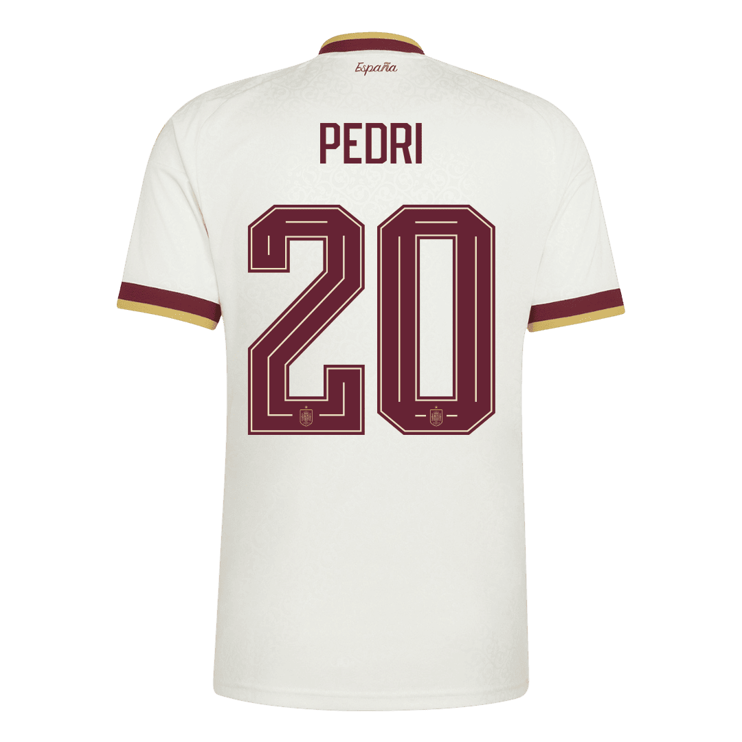 Spanien Tröja PEDRI #20 2026 Borta Vit (2 Stjärnor)-2