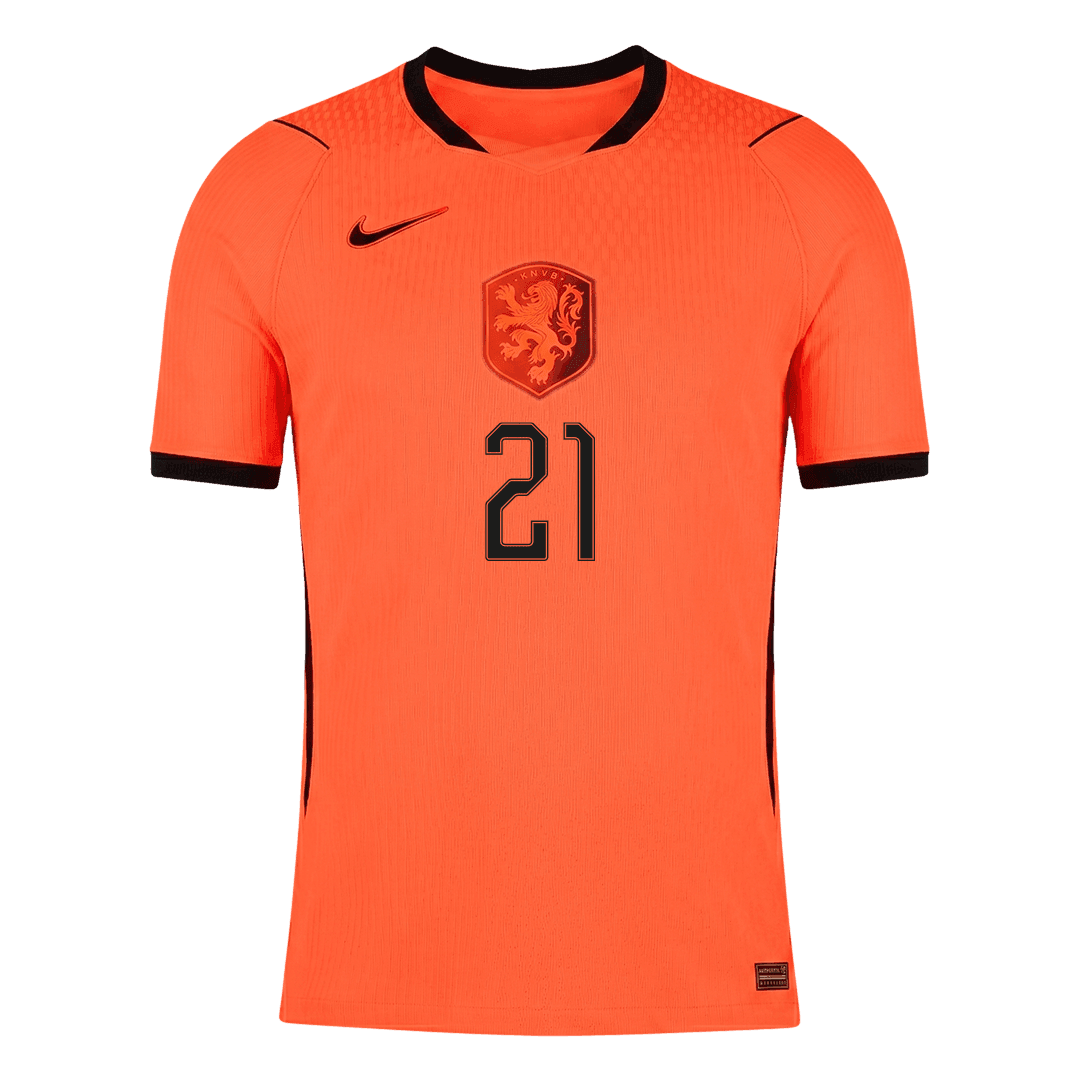 Nederländerna Tröja F.DE JONG #21 2026 Hemma Autentisk Orange-9
