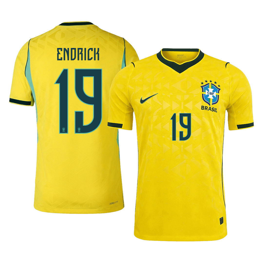 Brasilien Tröja ENDRICK #19 2026 Hemma Autentisk Gul