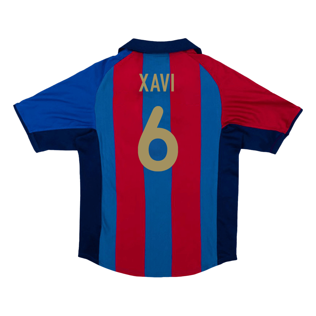 XAVI #6 Barcelona Hemmatröja 2001/02 Retro Tröja
 Röd & Blå