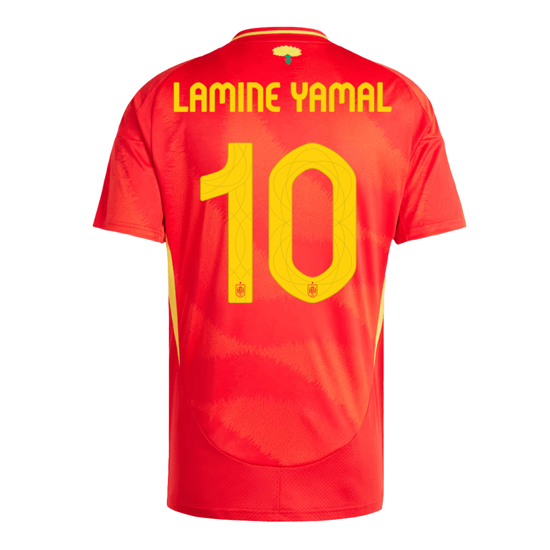 Spanien Tröja LAMINE YAMAL #10 Euro 2024 Hemma Röd-2