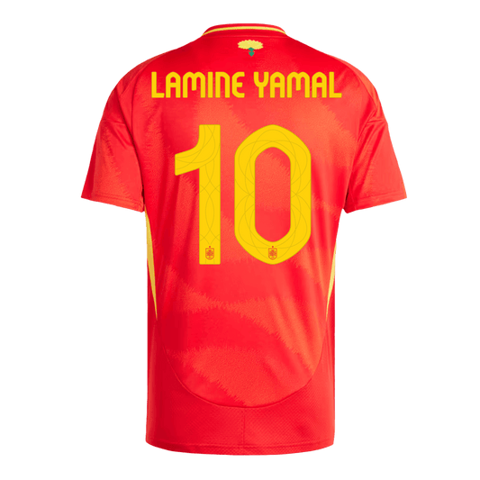 Spanien Tröja LAMINE YAMAL #10 Euro 2024 Hemma Röd-1
