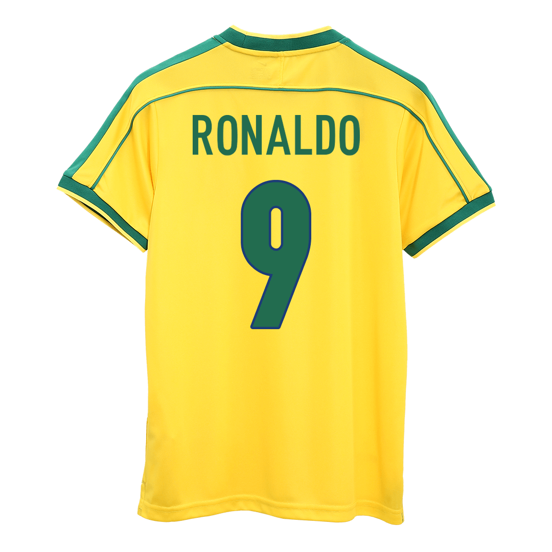 RONALDO #9 Brasilien Hemmatröja 1998 Retro Tröja
 Gul