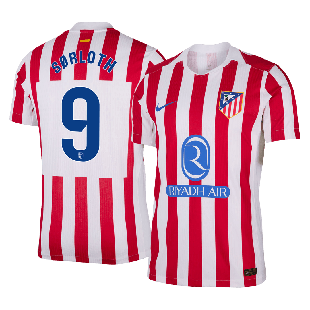 Atletico Madrid Tröja SØRLOTH #9 2025/26 Hemma Autentisk Röd & Vit