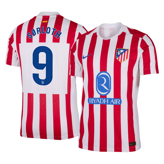 Atletico Madrid Tröja SØRLOTH #9 2025/26 Hemma Autentisk Röd & Vit