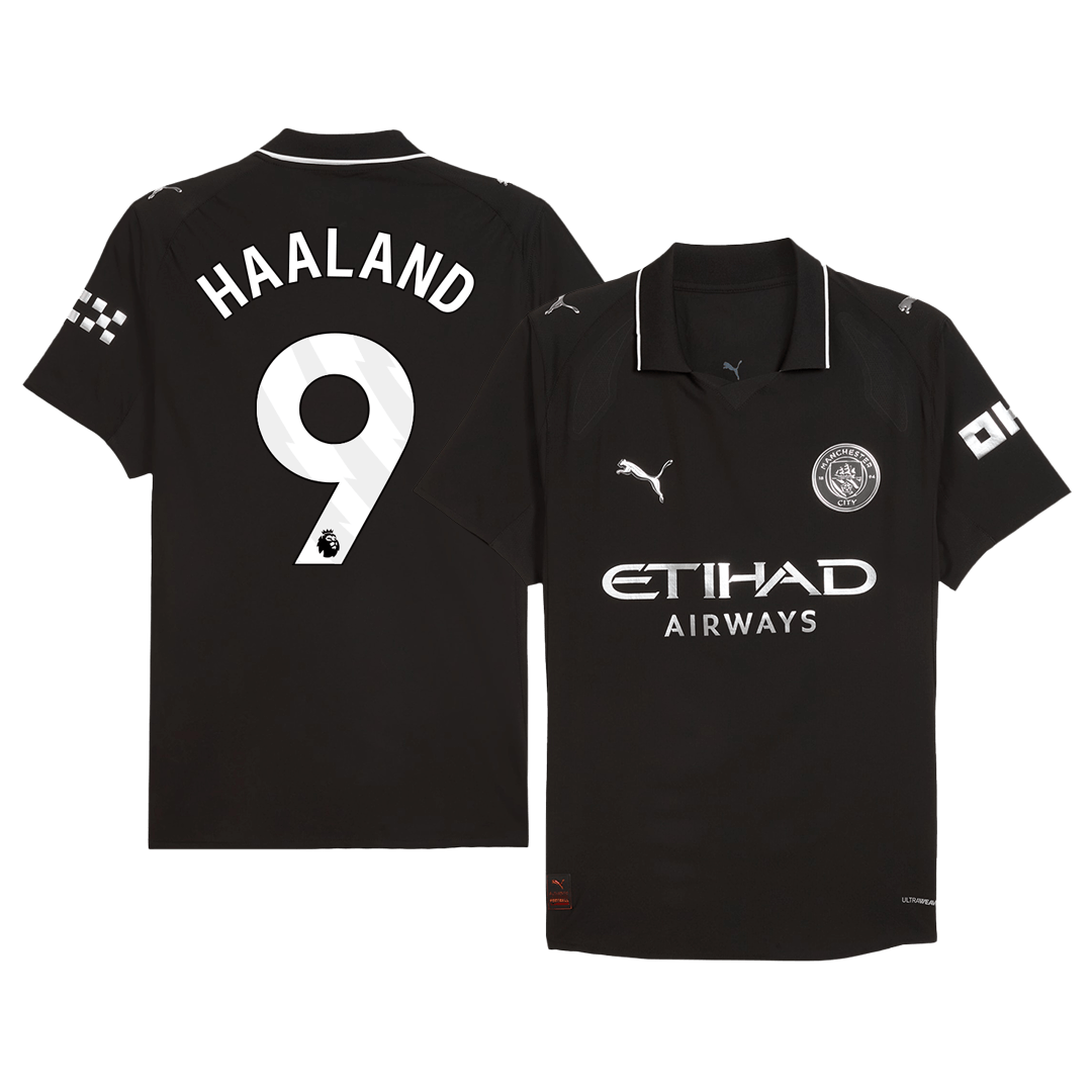Manchester City Tröja HAALAND #9 2025/26 Borta Svart