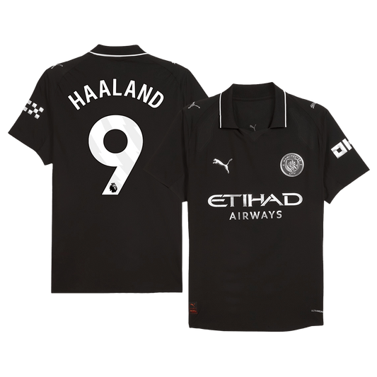 Manchester City Tröja HAALAND #9 2025/26 Borta Svart