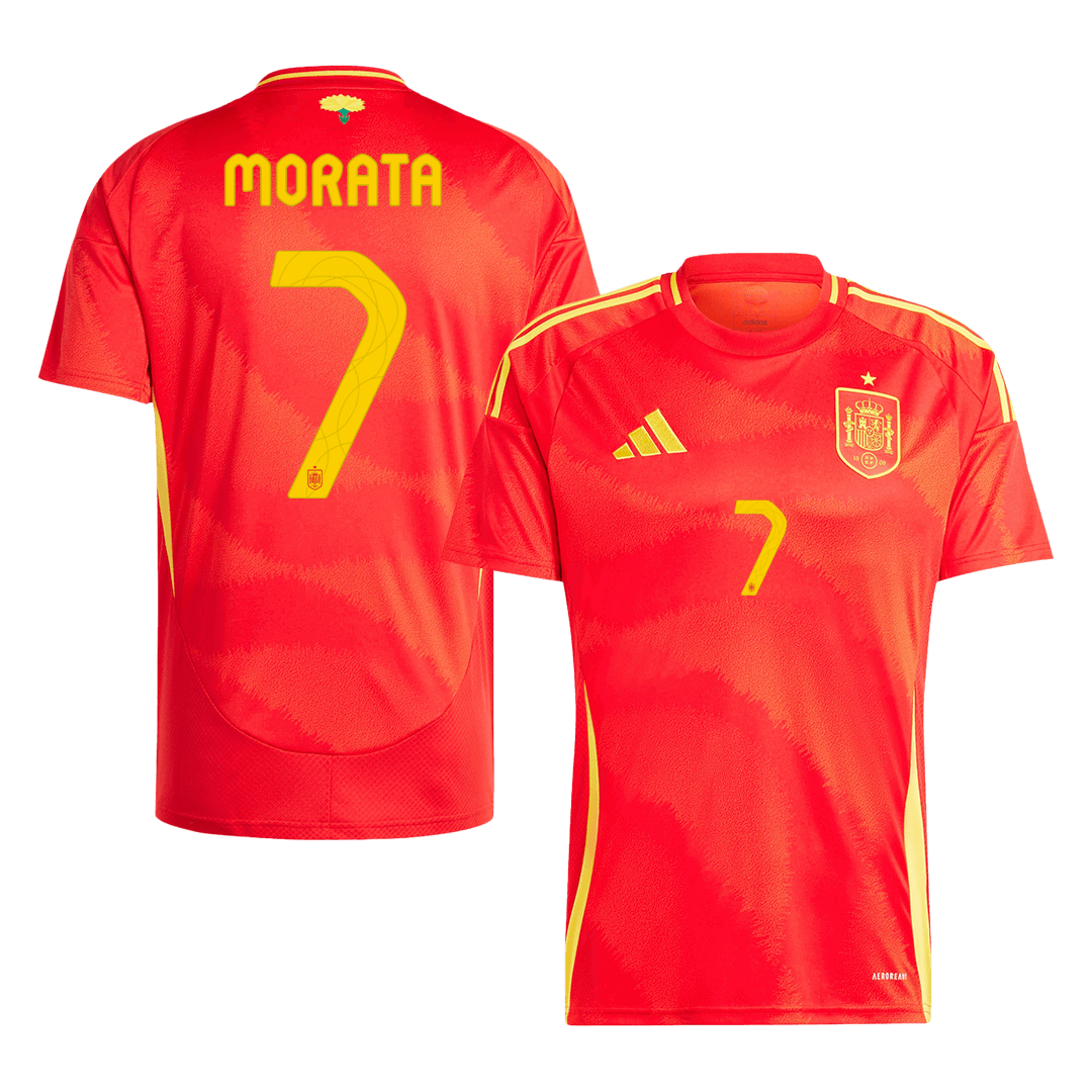 Spanien Tröja MORATA #7 Euro 2024 Hemma Röd