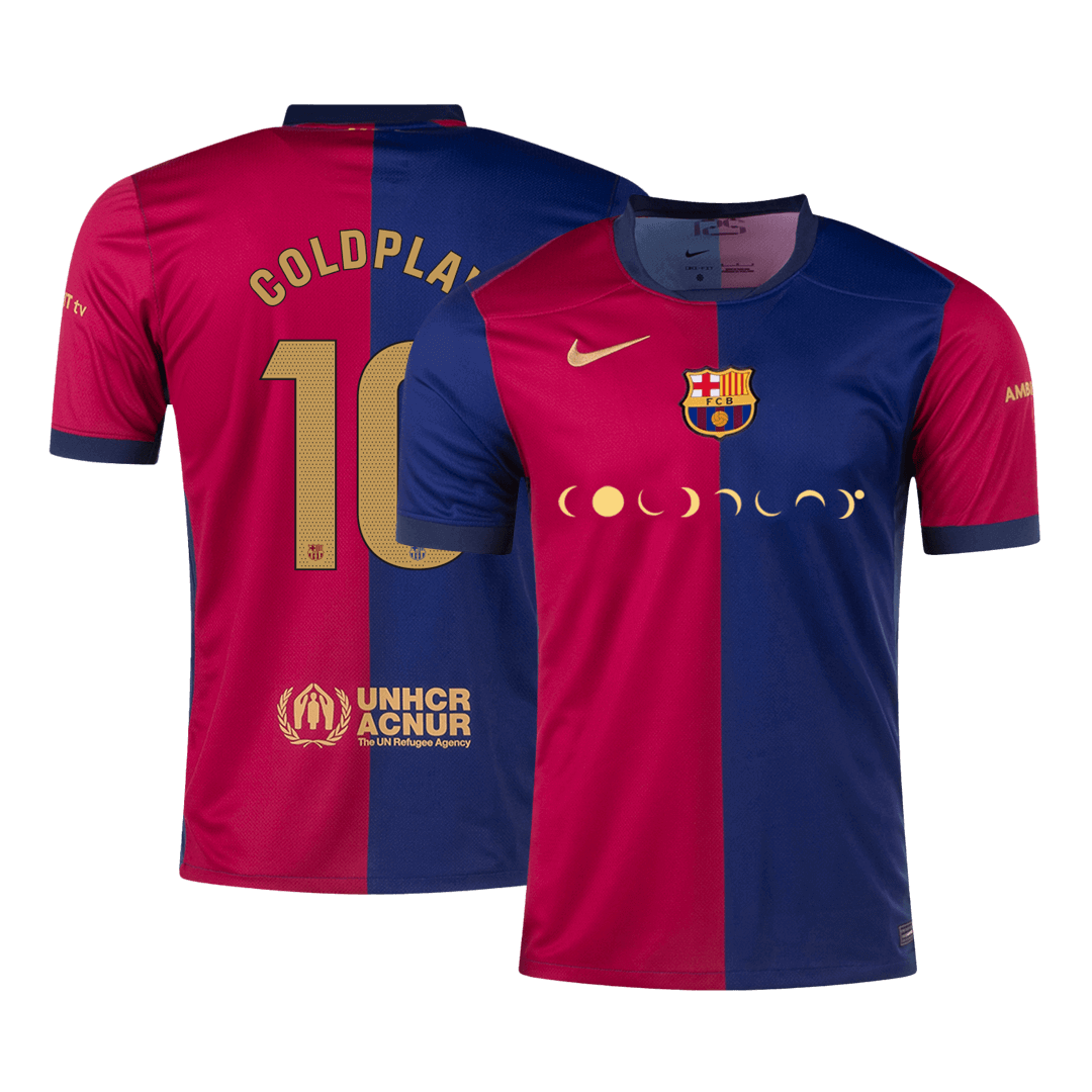 Barcelona Tröja COLDPLAY #10 2024/25 Hemma Röd & Blå