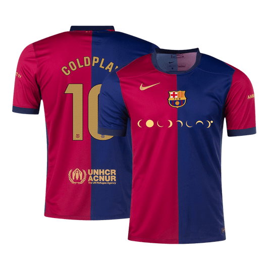 Barcelona Tröja COLDPLAY #10 2024/25 Hemma Röd & Blå