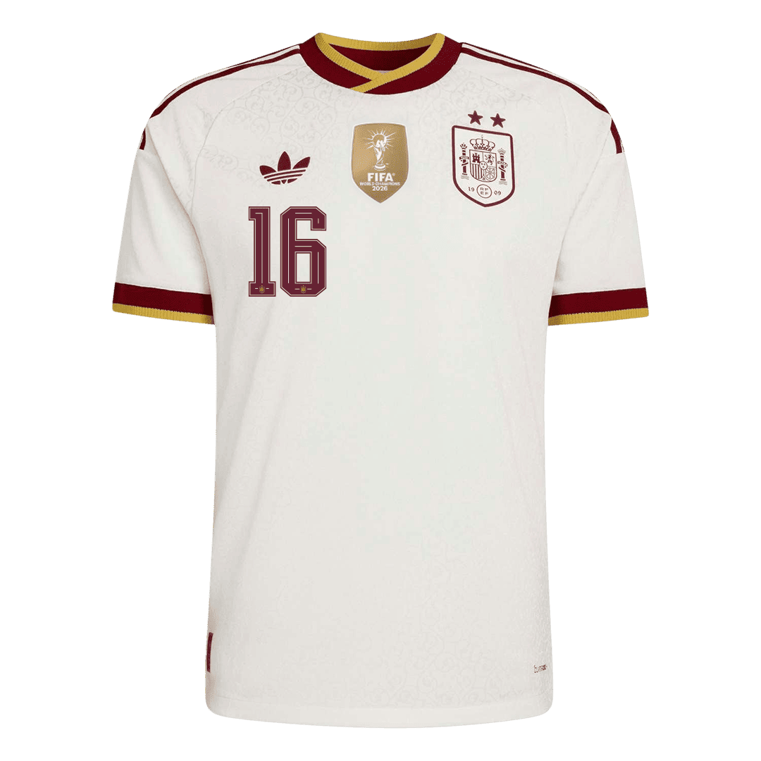 Spanien Tröja RODRIGO #16 2026 Borta Autentisk Vit (2 Stjärnor)-8