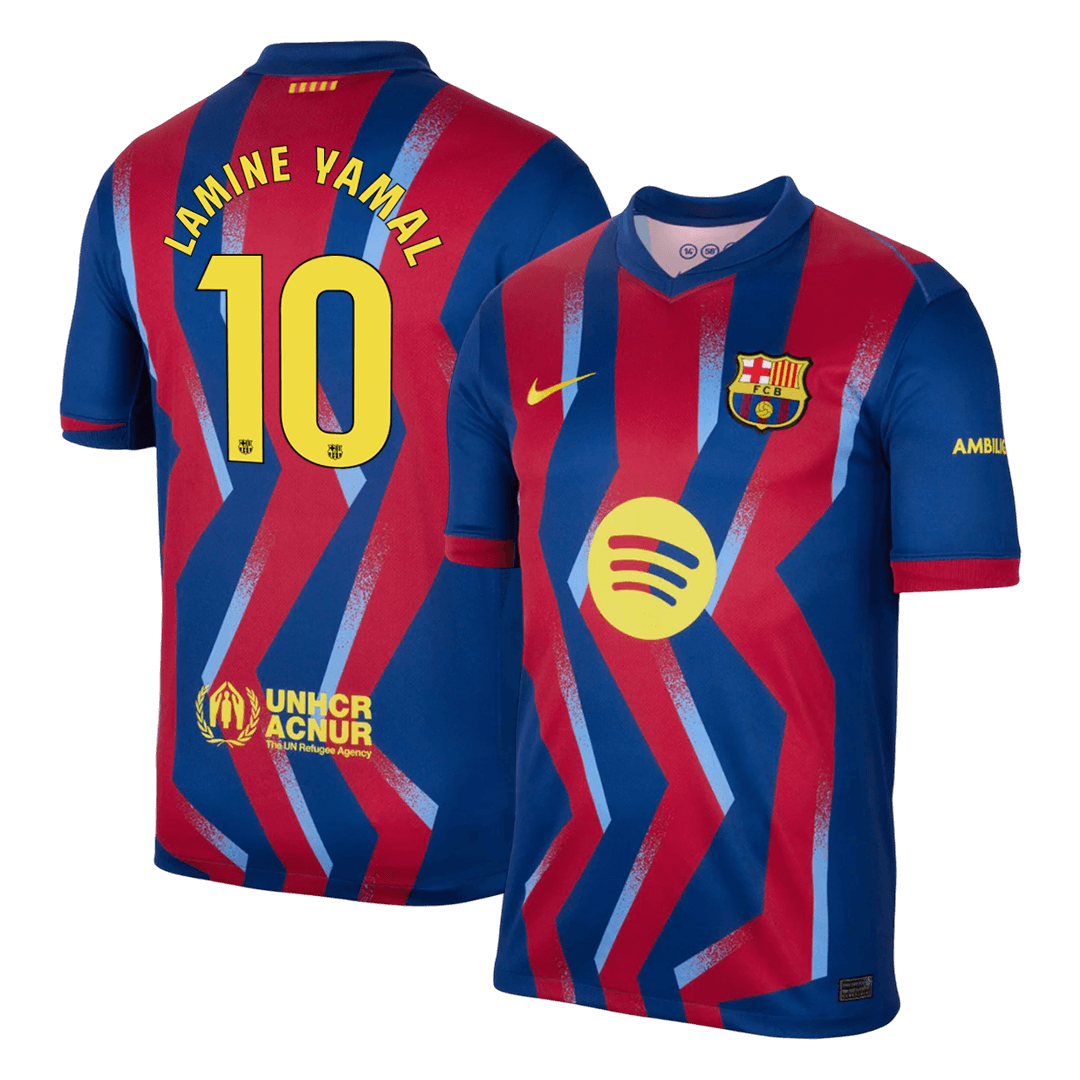 Barcelona Tröja LAMINE YAMAL #10 2025/26 Fourth Away Röd & Blå