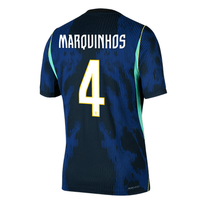 Brasilien Tröja MARQUINHOS #4 2026 Borta Autentisk Mörkblå-3