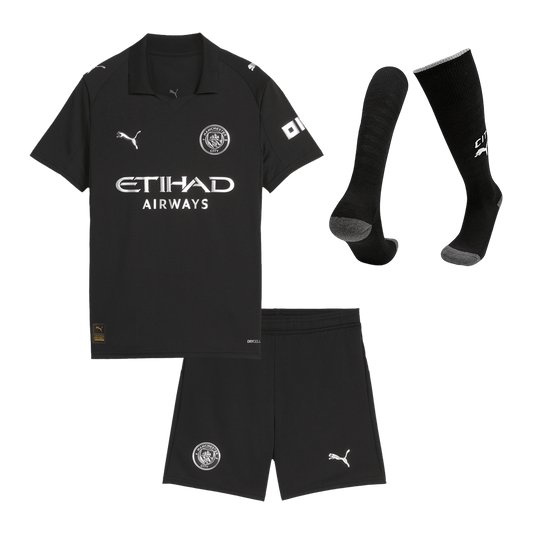 Manchester City Tröja 2025/26 Bortaställ Svart Barn