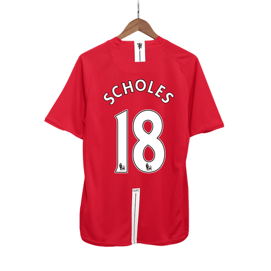 SCHOLES #18 Manchester United Hemmatröja 2007/08 Retro Tröja
 Röd
