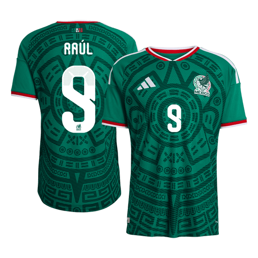 Mexiko Tröja Raúl #9 2026 Hemma Autentisk Grön