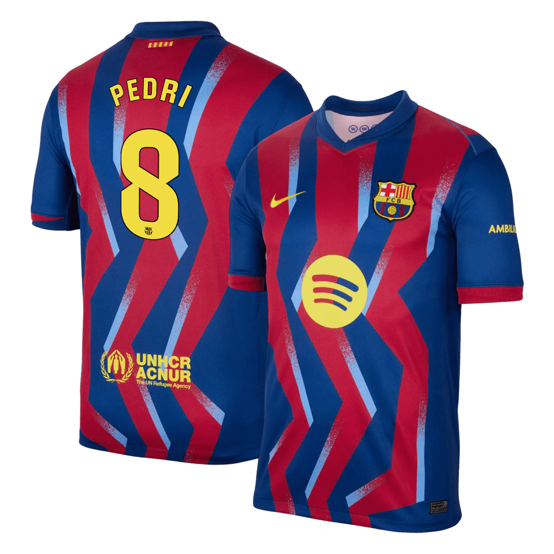Barcelona Tröja PEDRI #8 2025/26 Fourth Away Röd & Blå