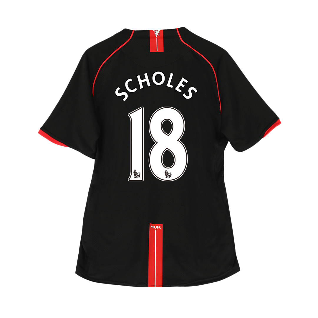 SCHOLES #18 Manchester United Bortatröja 2007/08 Retro Tröja
 Svart