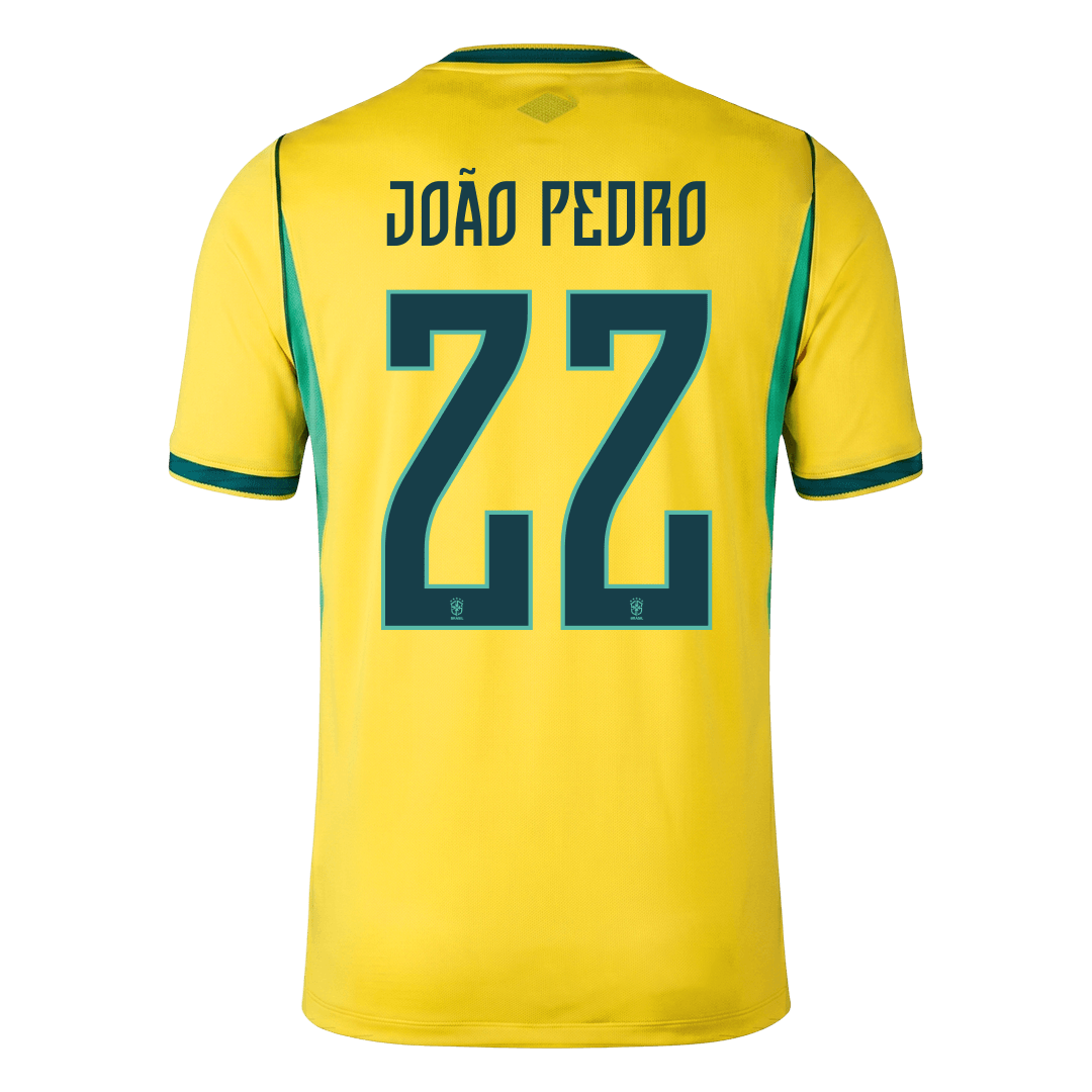 Brasilien Tröja JOÃO PEDRO #22 2026 Hemma Gul-6