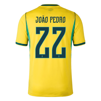 Brasilien Tröja JOÃO PEDRO #22 2026 Hemma Gul-6