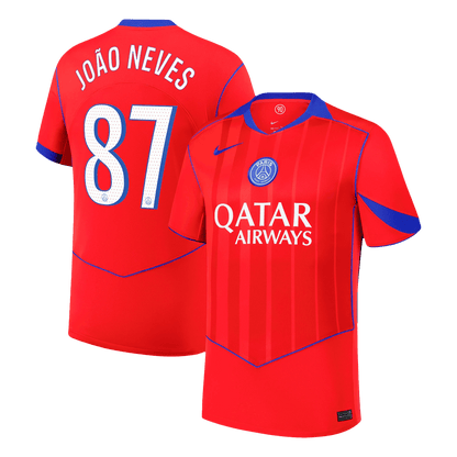 PSG Tröja JOÃO NEVES #87 2025/26 Tredje Röd