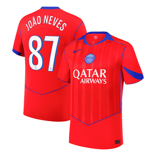 PSG Tröja JOÃO NEVES #87 2025/26 Tredje Röd