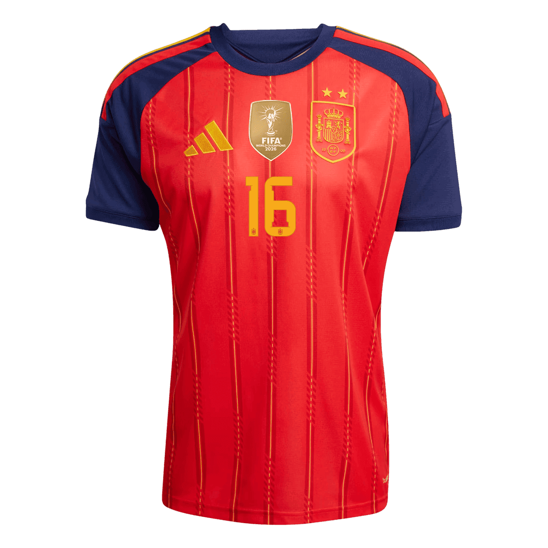 Spanien Tröja RODRIGO #16 2026 Hemma Autentisk  (2 Stjärnor)