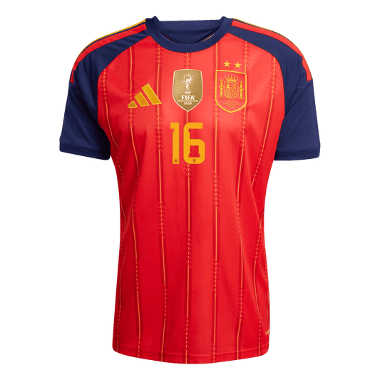 Spanien Tröja RODRIGO #16 2026 Hemma Autentisk  (2 Stjärnor)-1