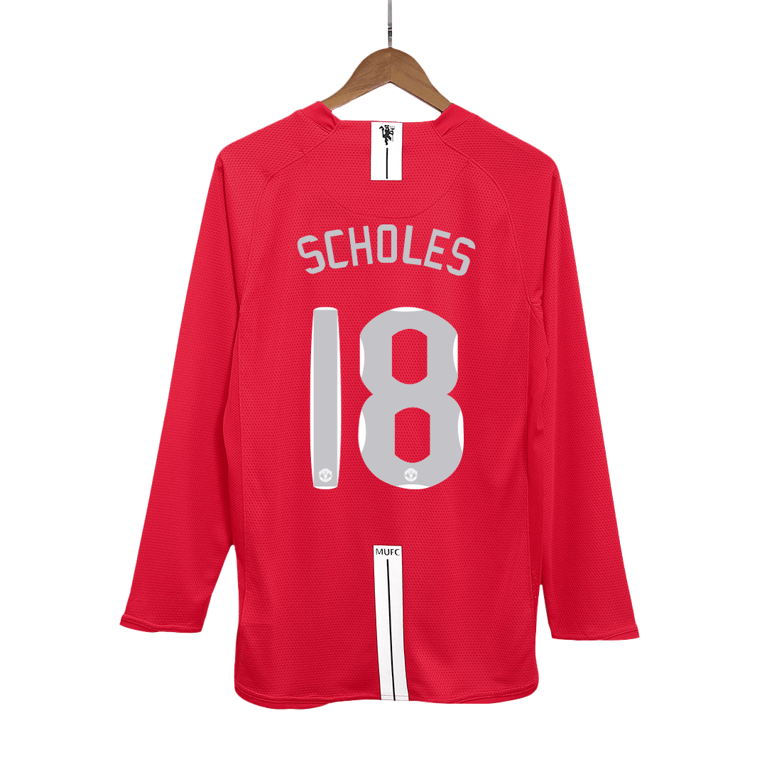 SCHOLES #18 Manchester United Hemmatröja 2007/08 Retro Tröja
 Röd - UCL Final
