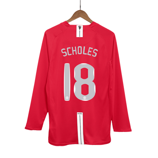 SCHOLES #18 Manchester United Hemmatröja 2007/08 Retro Tröja
 Röd - UCL Final