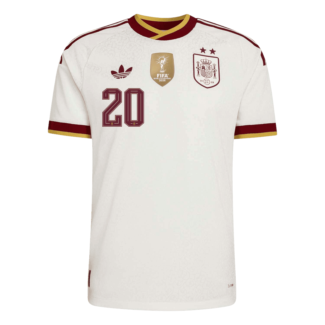 Spanien Tröja PEDRI #20 2026 Borta Autentisk Vit (2 Stjärnor)