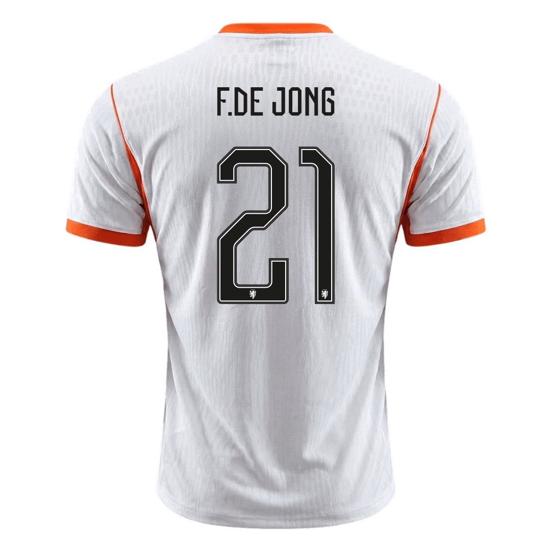 Nederländerna Tröja F.DE JONG #21 2026 Borta Autentisk Vit-8