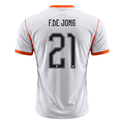 Nederländerna Tröja F.DE JONG #21 2026 Borta Autentisk Vit-8