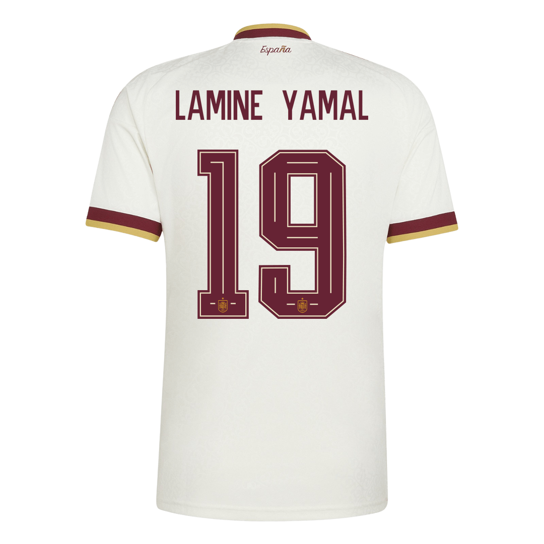 Spanien Tröja LAMINE YAMAL #19 2026 Borta Vit