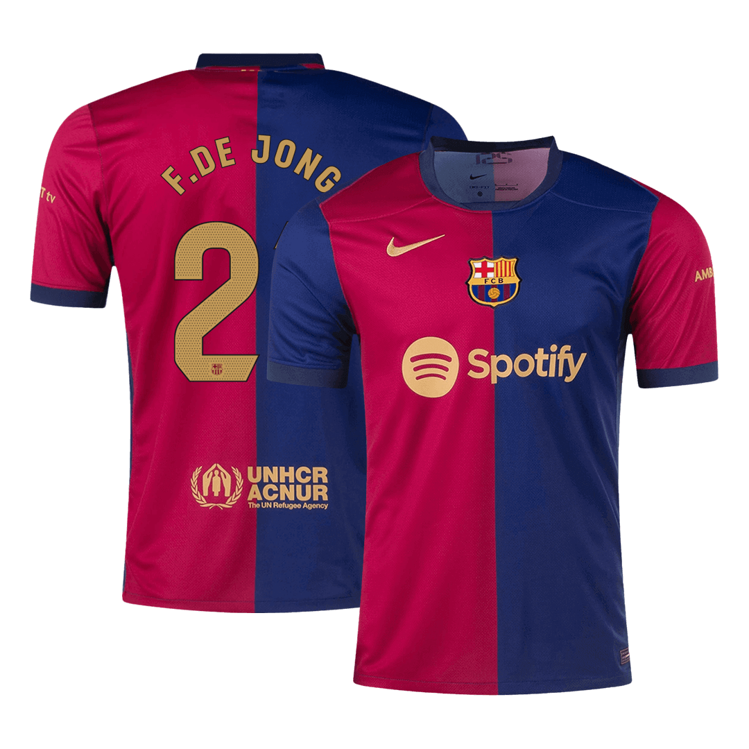 Barcelona Tröja F.DE JONG #21 2024/25 Hemma Röd & Blå