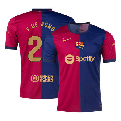 Barcelona Tröja F.DE JONG #21 2024/25 Hemma Röd & Blå