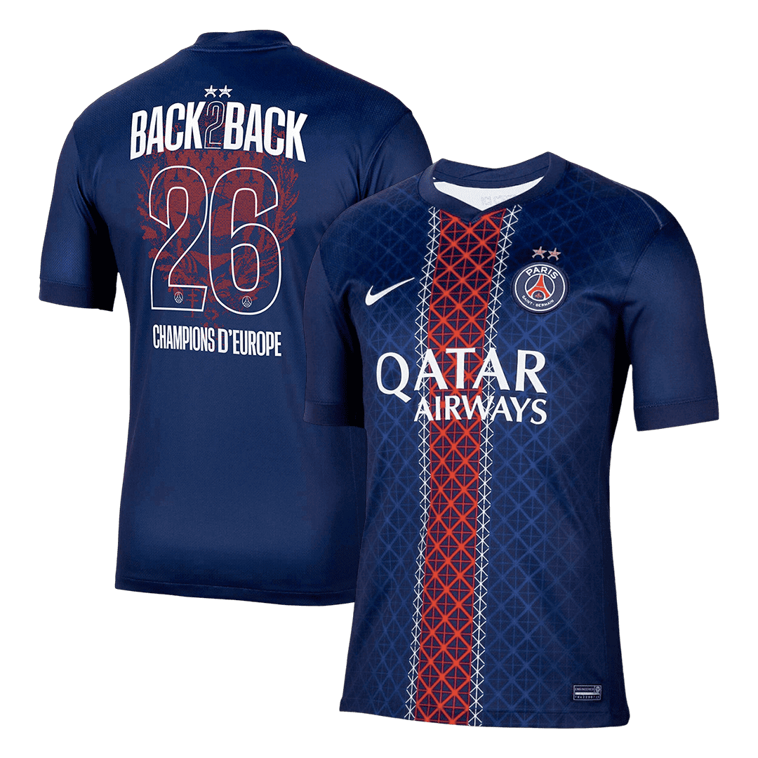 Champions of Europe #26 PSG Tröja 2025/26 Hemma Premium Mörkblå