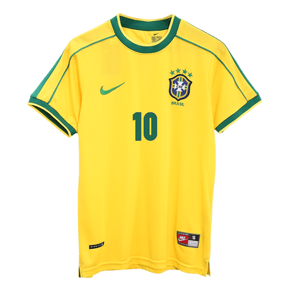 RIVALDO #10 Brasilien Hemmatröja 1998 Retro Tröja
 Gul-8