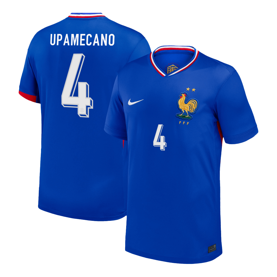 Frankrike Tröja UPAMECANO #4 Euro 2024 Hemma Blå