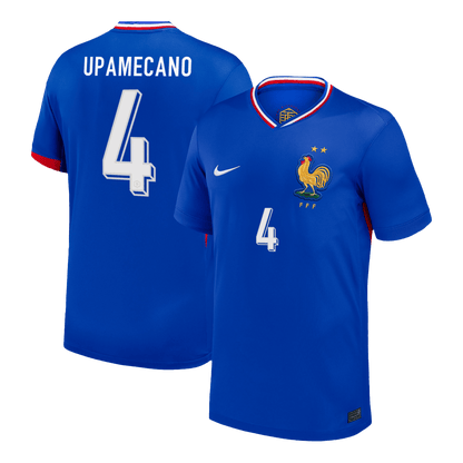 Frankrike Tröja UPAMECANO #4 Euro 2024 Hemma Blå